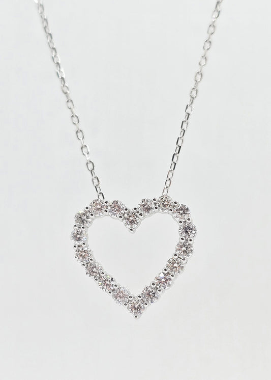 Sterling silver lab grown diamond heart necklace