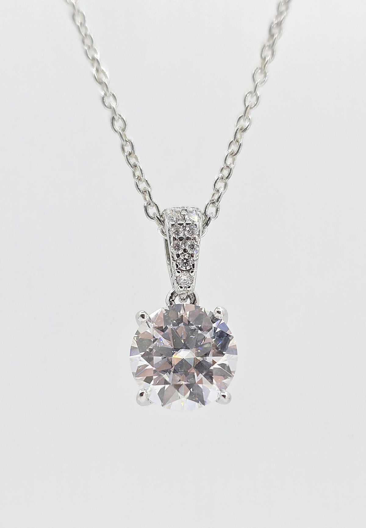 Sterling silver moissanite solitaire necklace
