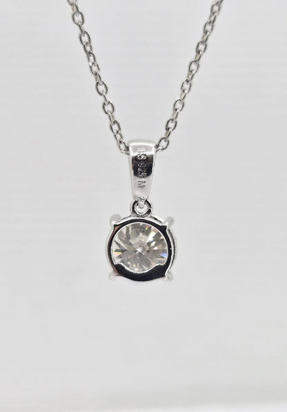 Sterling silver moissanite solitaire necklace, view 2