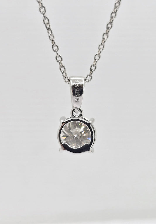 Sterling silver moissanite solitaire necklace, view 2