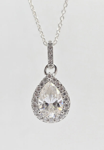 Sterling silver moissanite halo necklace