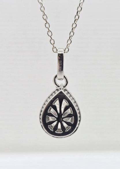 Sterling silver moissanite halo necklace, view 2