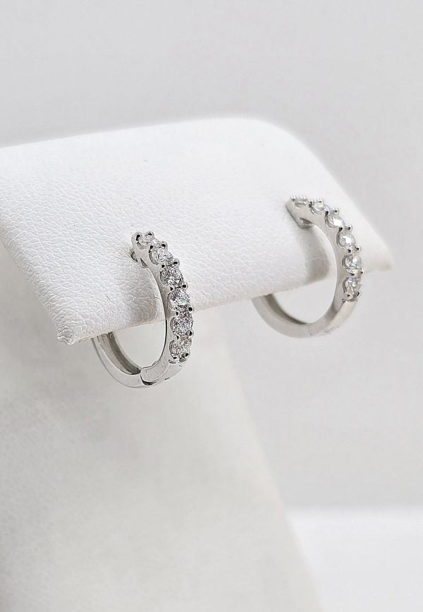 Sterling silver lab grown diamond huggies, 0.5 ctw, view 3