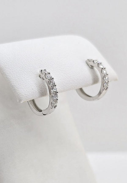 Sterling silver lab grown diamond huggies, 0.5 ctw, view 3