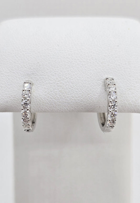Sterling silver lab grown diamond huggies, 0.5 ctw