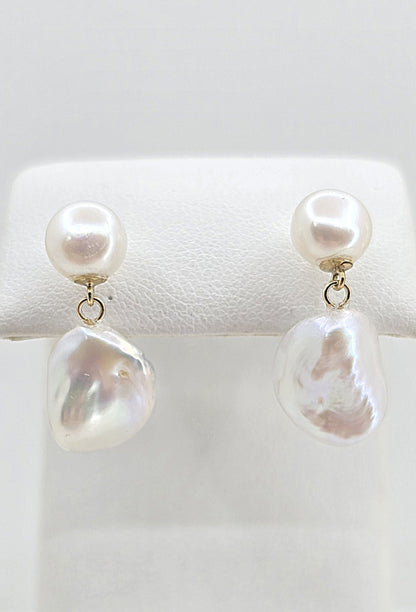 14K gold baroque pearl earrings