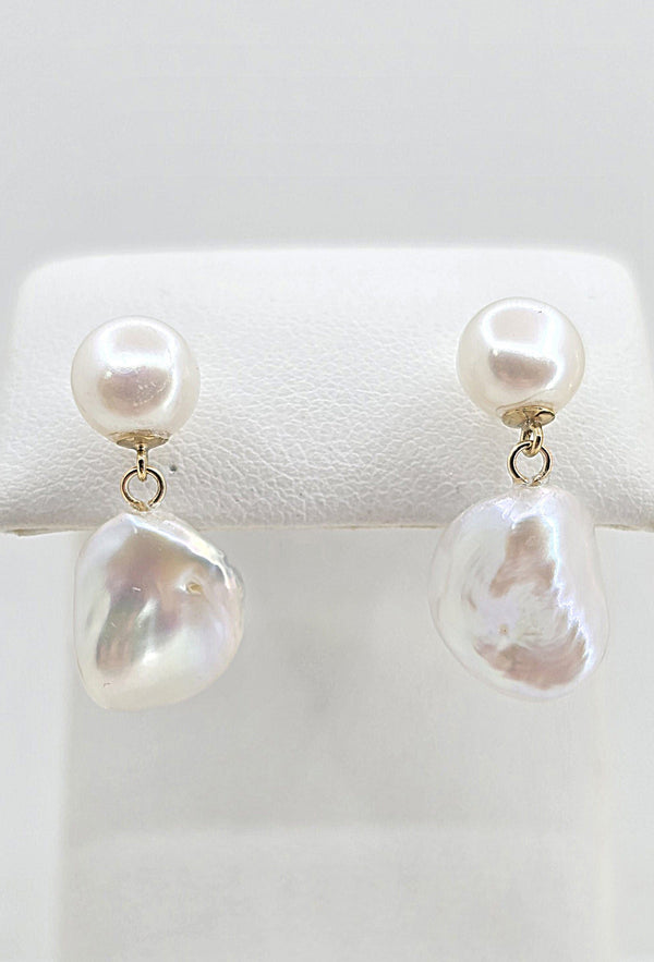 14K gold baroque pearl earrings