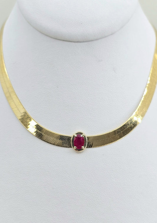 14K gold ruby necklace