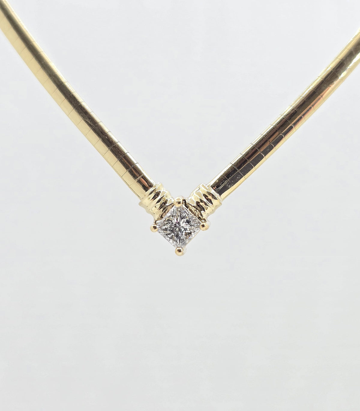 14K gold princess cut diamond necklace