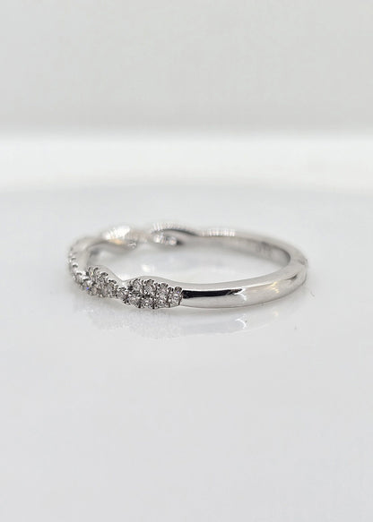 14K gold twisted diamond band, view 3
