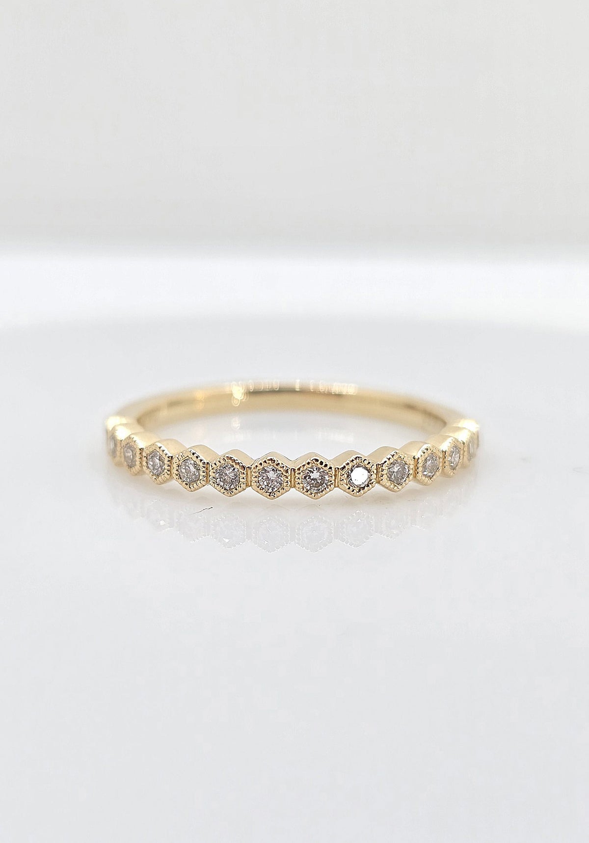 14K gold geometric diamond band