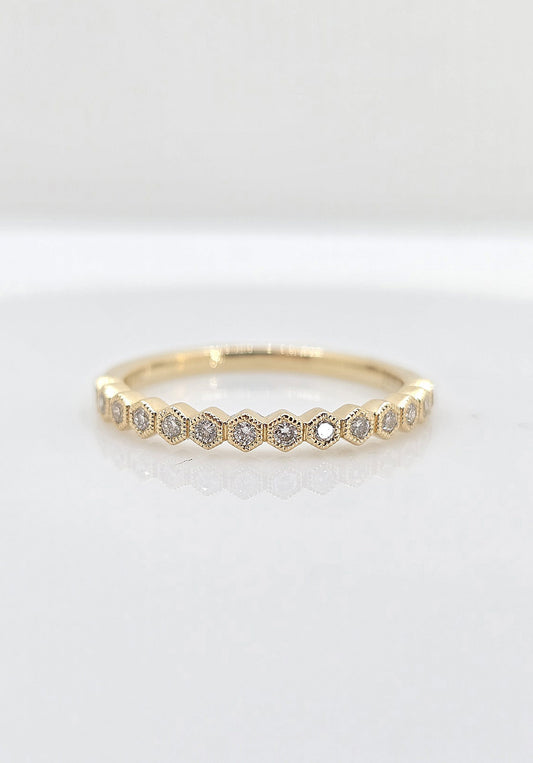 14K gold geometric diamond band