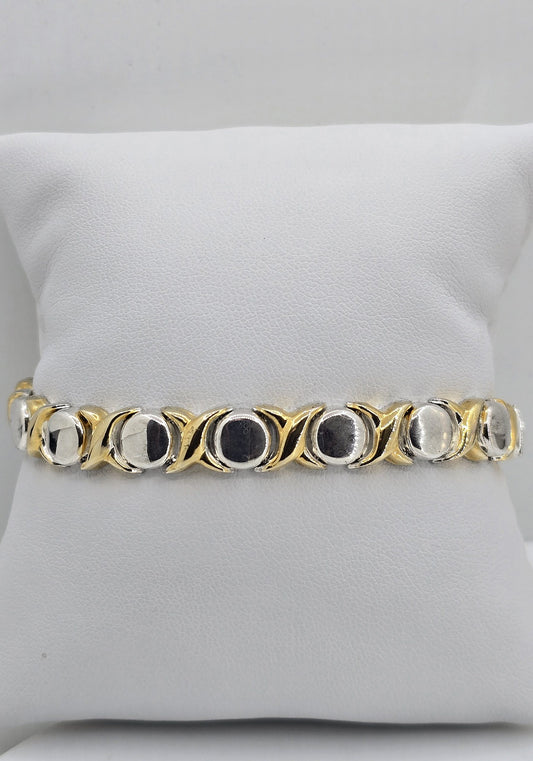 Sterling silver and gold-plated XO bracelet
