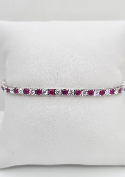 Sterling silver ruby and cubic zirconia bracelet