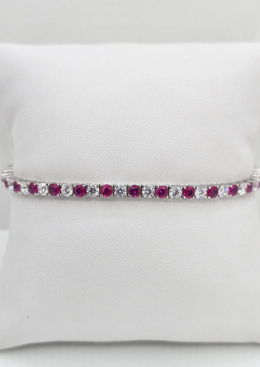Sterling silver ruby and cubic zirconia bracelet