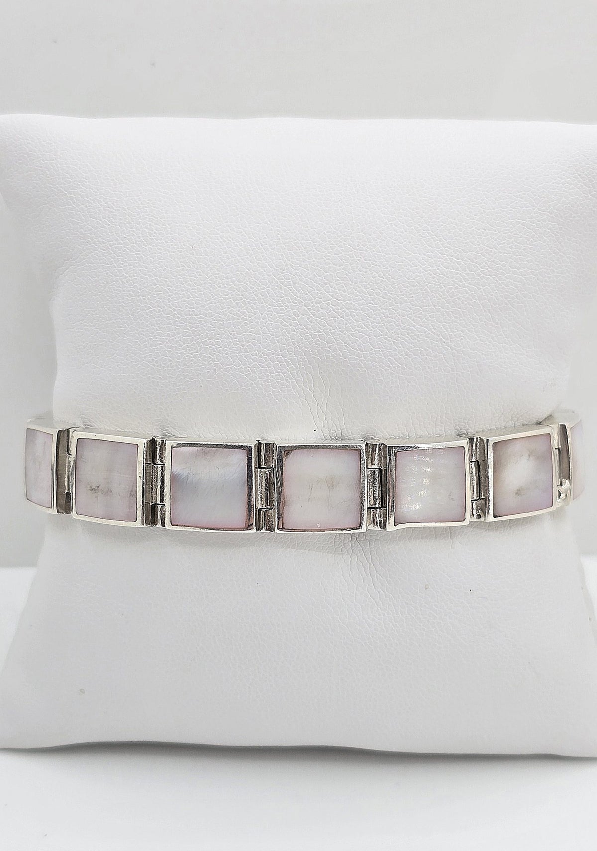 Sterling silver mother of pearl bracelet, view A