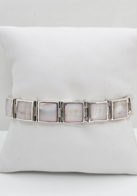 Sterling silver mother of pearl bracelet, view A