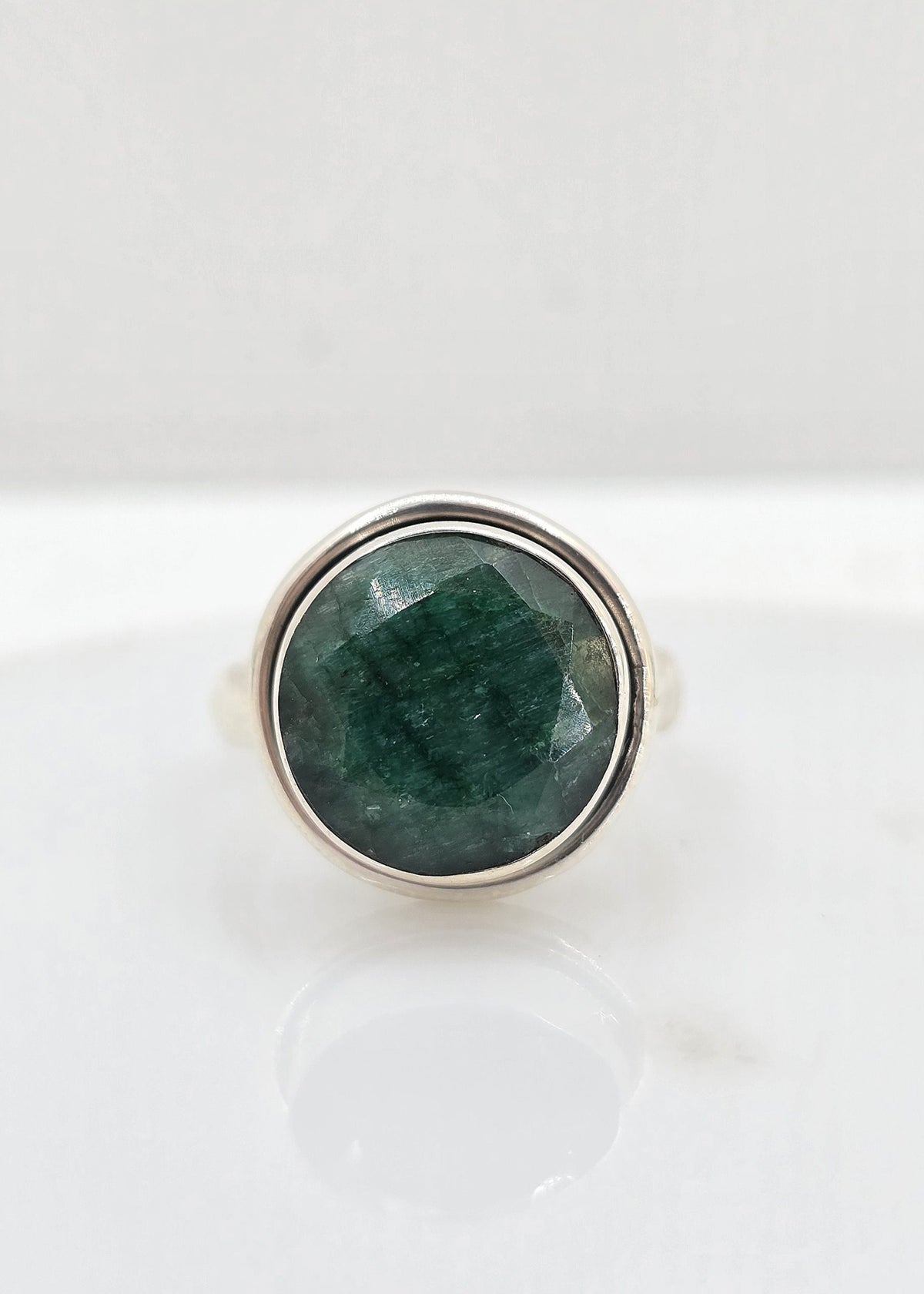Sterling silver emerald ring