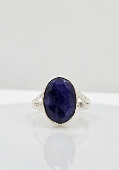 Sterling silver blue sapphire ring