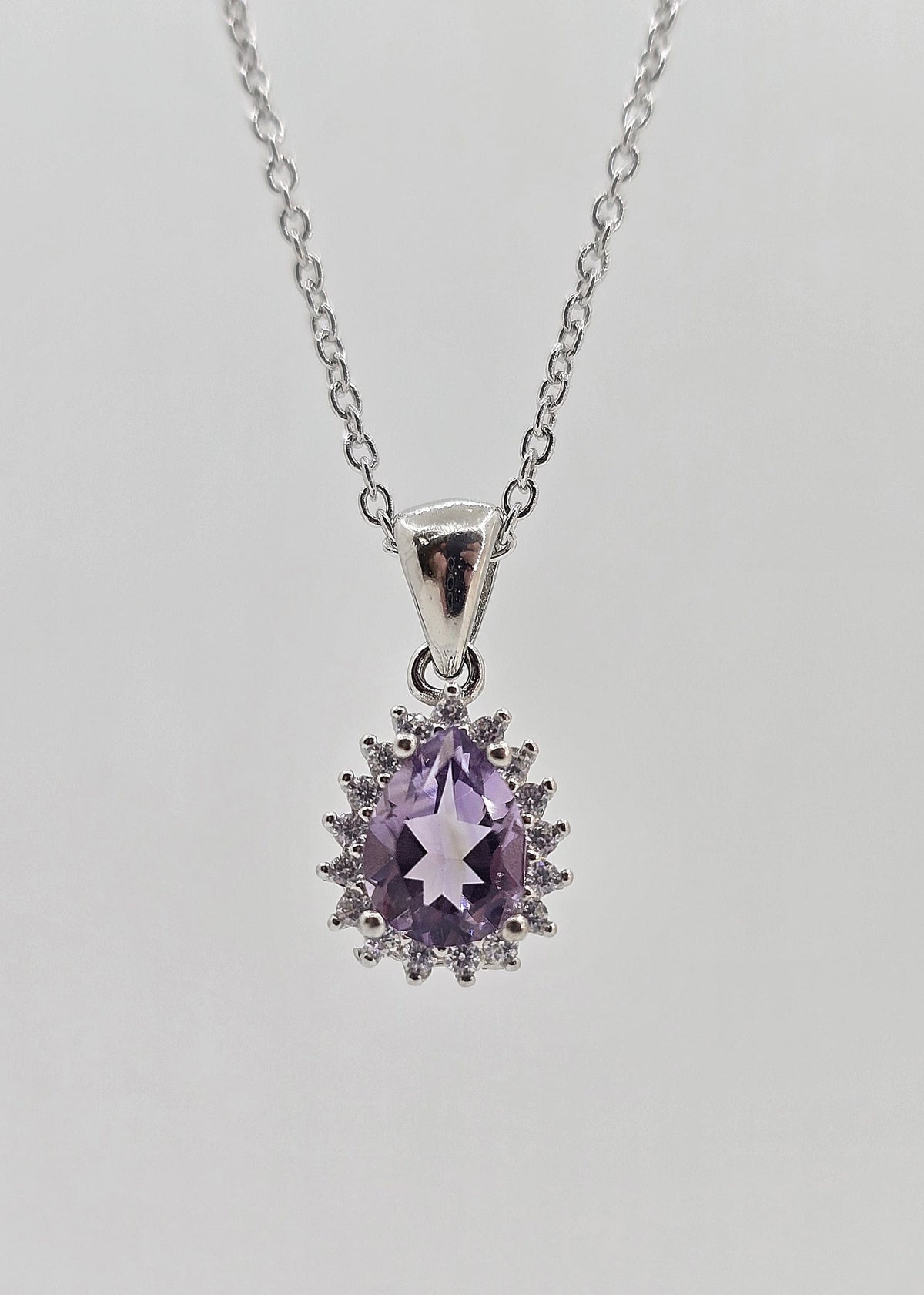 Sterling silver amethyst and white topaz necklace