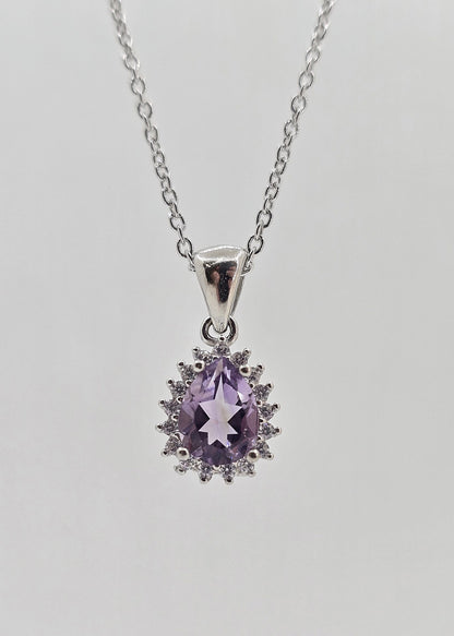 Sterling silver amethyst and white topaz necklace