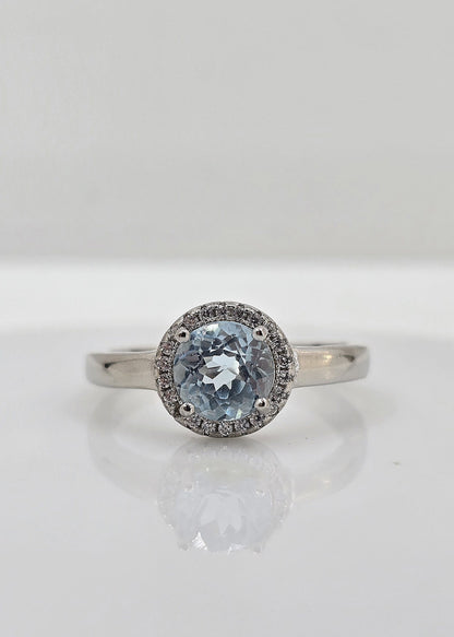 Sterling silver blue topaz ring, style B