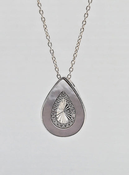 Sterling silver mother of pearl drop necklace