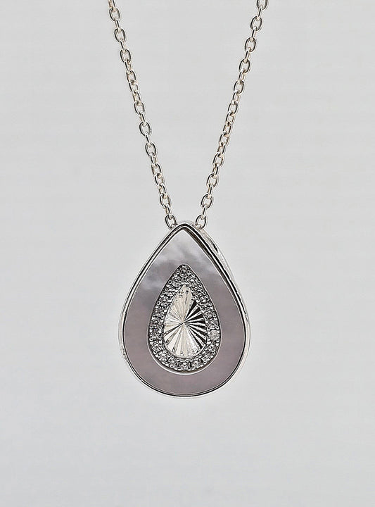 Sterling silver mother of pearl drop necklace
