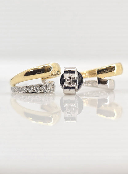 14K two-tone gold diamond J initial earrings, view 3