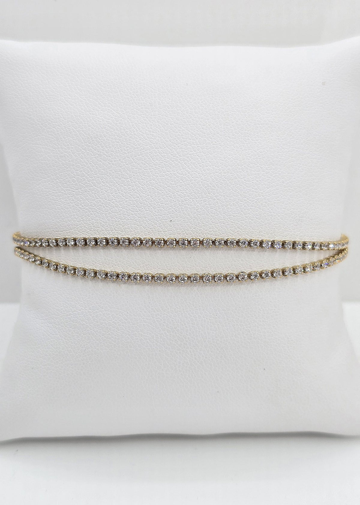 Gold plated cubic zirconia tennis bracelet