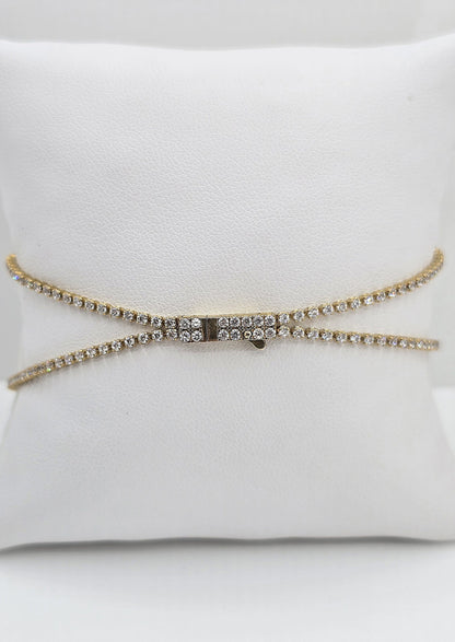 Gold plated cubic zirconia tennis bracelet, view 3