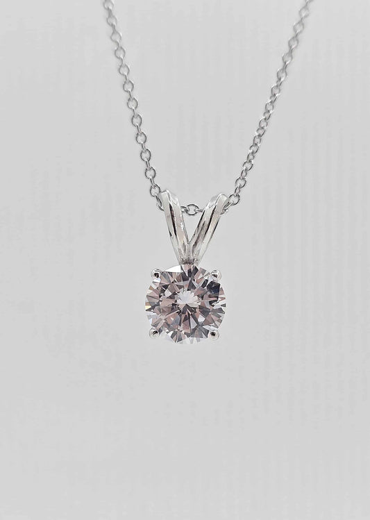 14K white gold lab grown diamond solitaire necklace