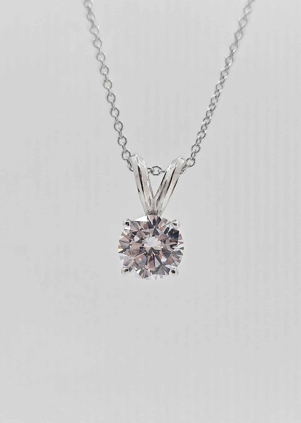 14K white gold lab grown diamond solitaire necklace