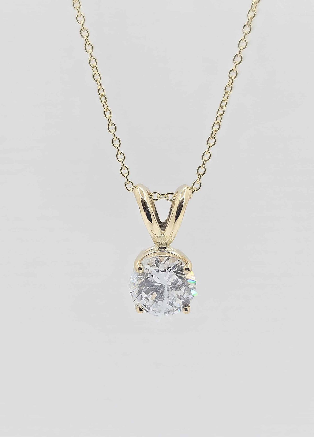14K yellow gold lab grown diamond solitaire necklace