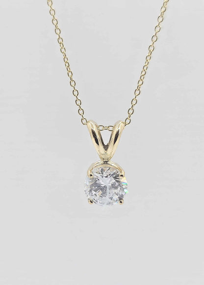 14K yellow gold lab grown diamond solitaire necklace