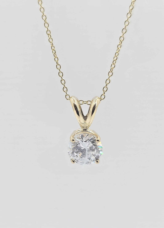14K yellow gold lab grown diamond solitaire necklace