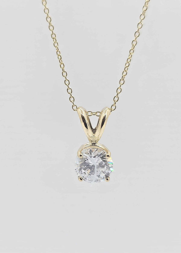 14K yellow gold lab grown diamond solitaire necklace