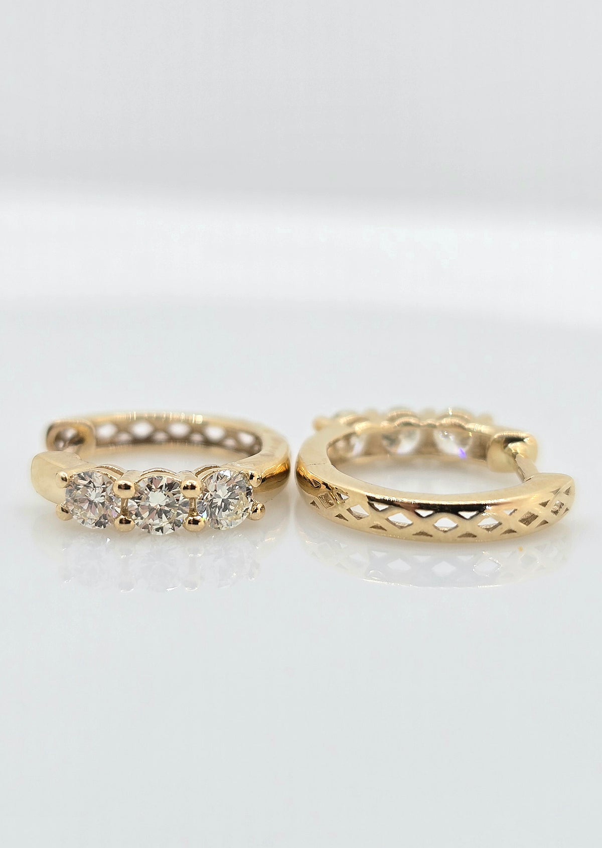 14K gold diamond huggie earrings