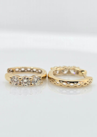14K gold diamond huggie earrings