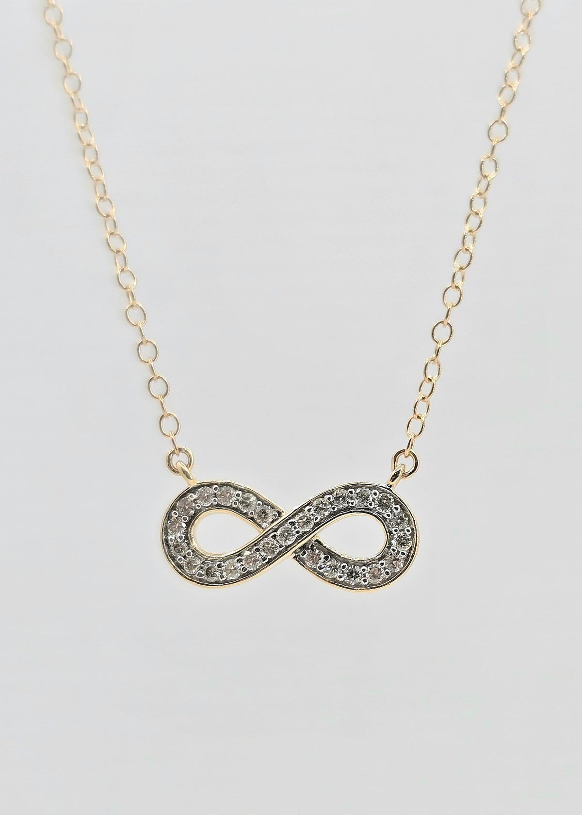14K gold diamond infinity necklace