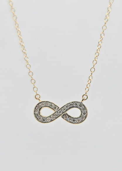 14K gold diamond infinity necklace