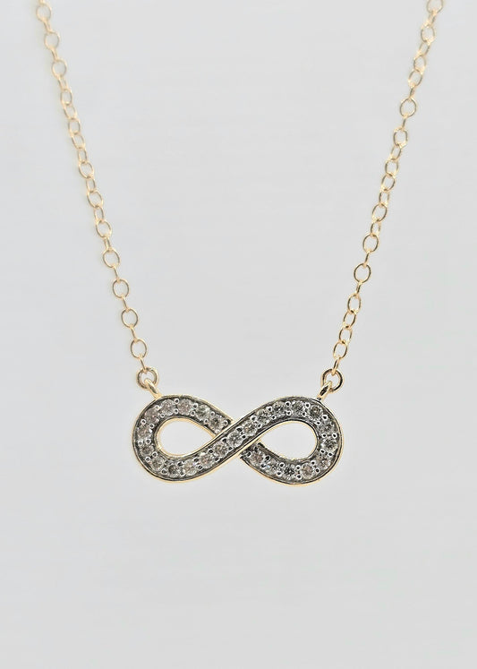 14K gold diamond infinity necklace