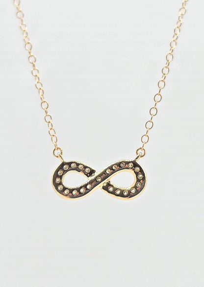 14K gold diamond infinity necklace, view 3