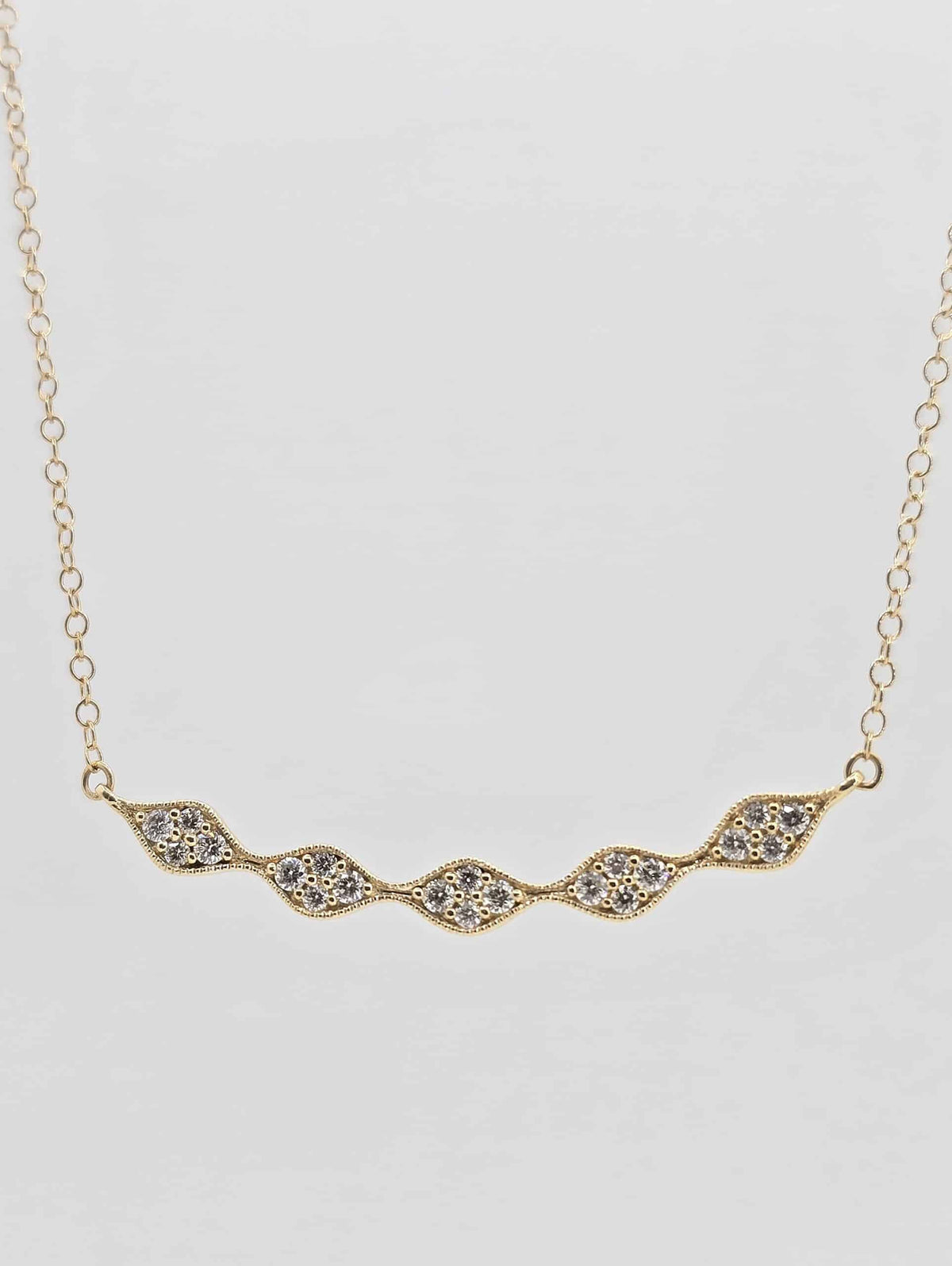 14K gold diamond geometric bar necklace