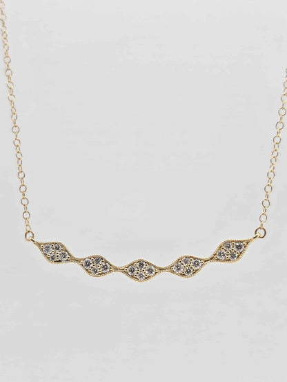 14K gold diamond geometric bar necklace