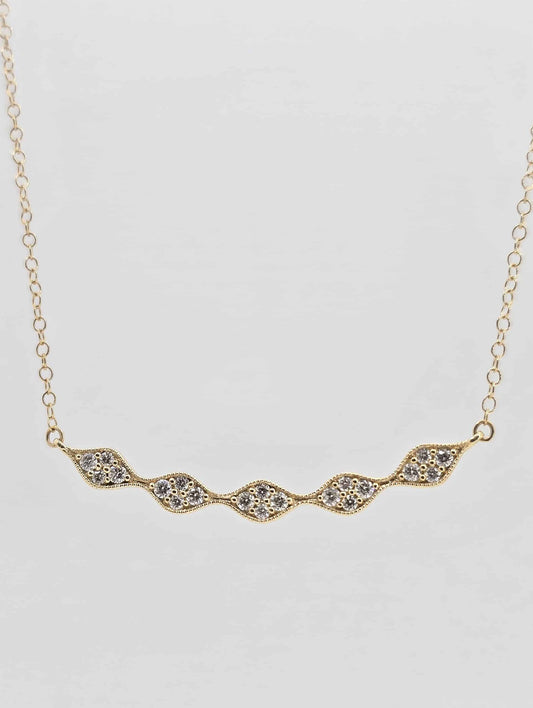 14K gold diamond geometric bar necklace
