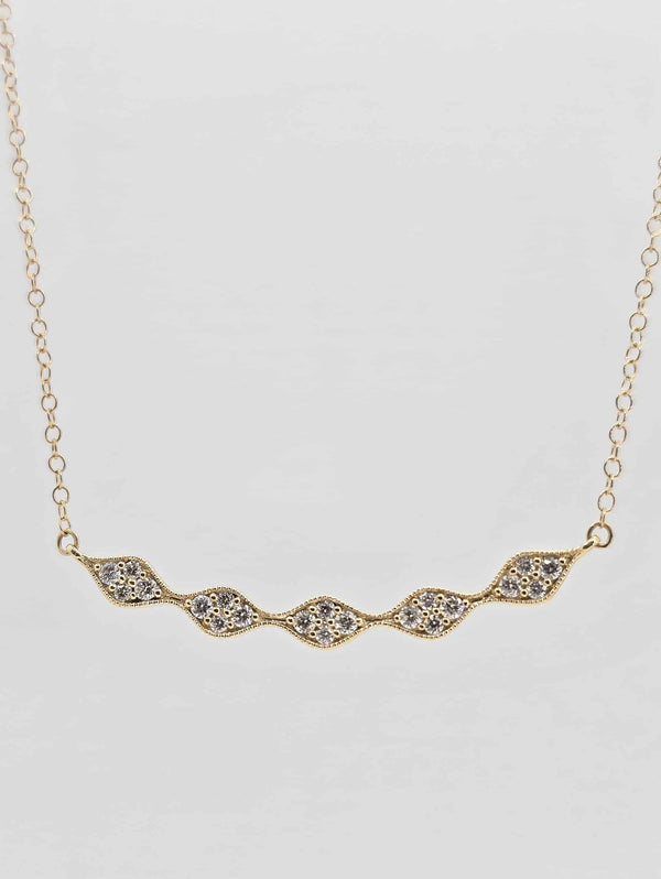 14K gold diamond geometric bar necklace