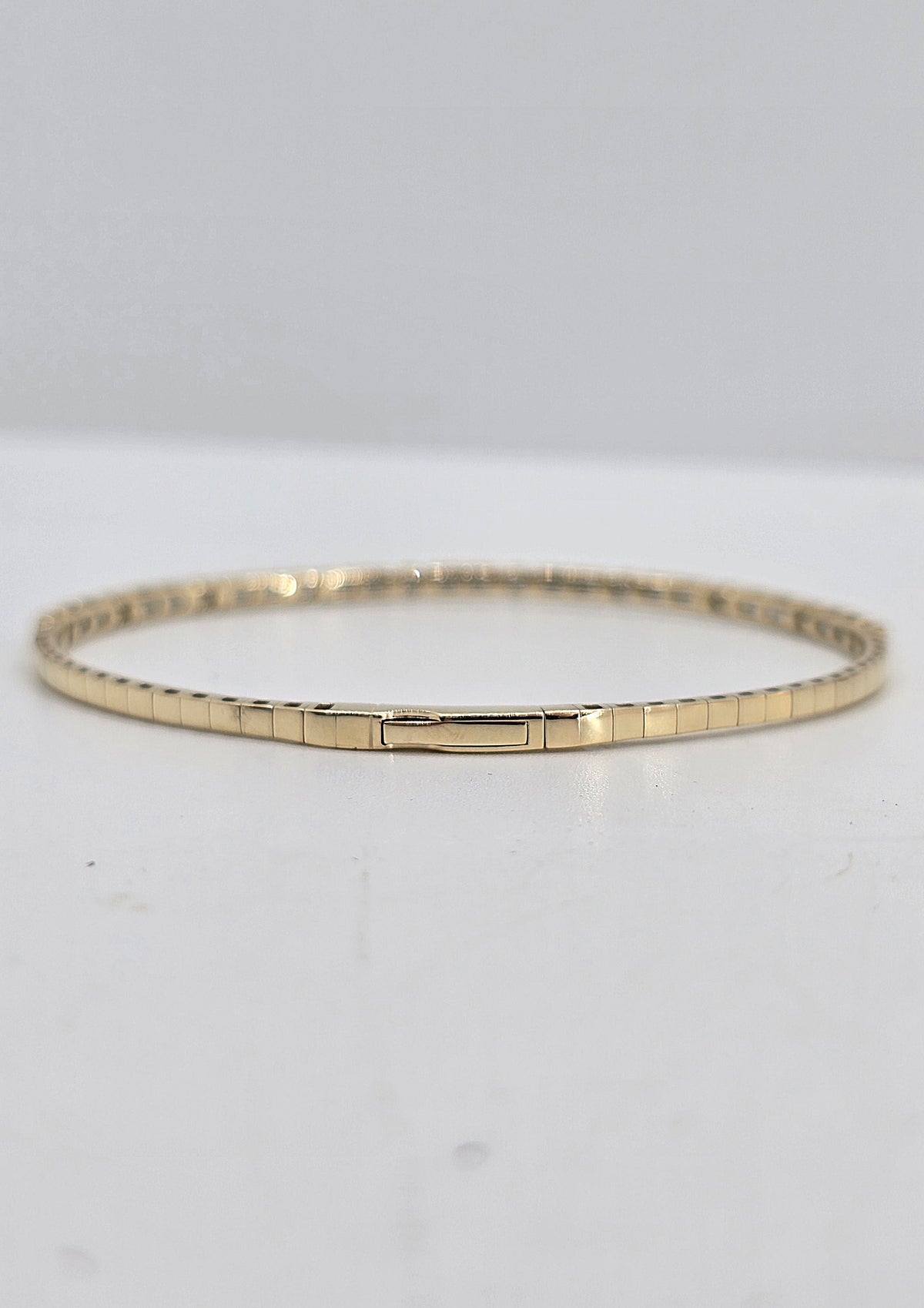 14K gold milgrain diamond flexible bangle, view 3