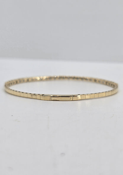 14K gold milgrain diamond flexible bangle, view 3