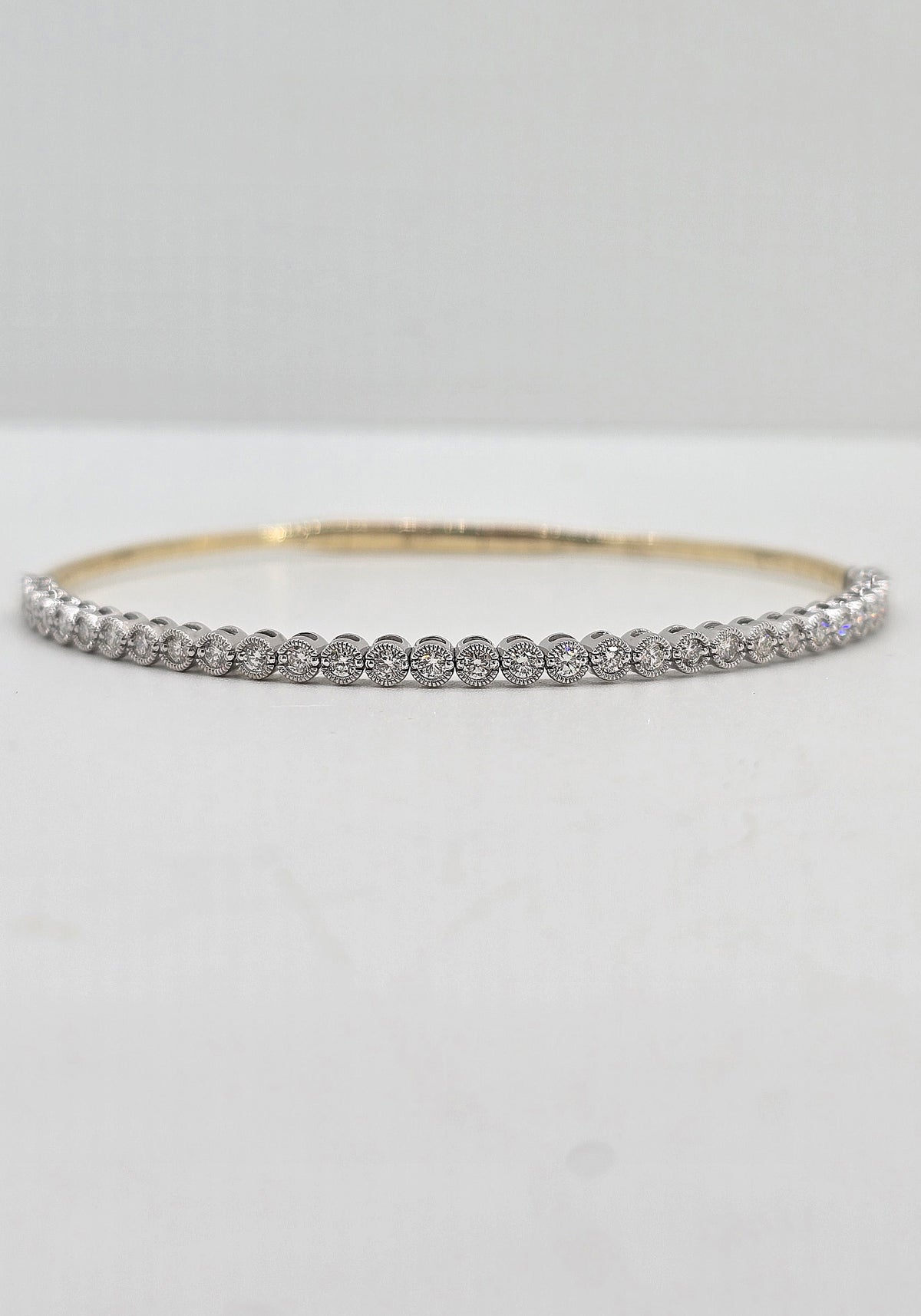 14K gold diamond flexible bangle